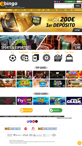 Ebingo Homepage Mobile