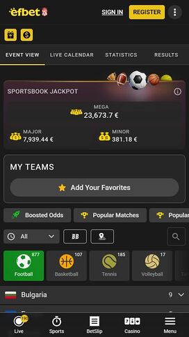 Efbet Mobile Image Live Sports