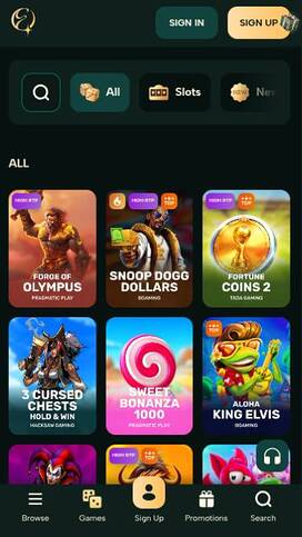 Games mobile page screenshot of Elarabet Casino