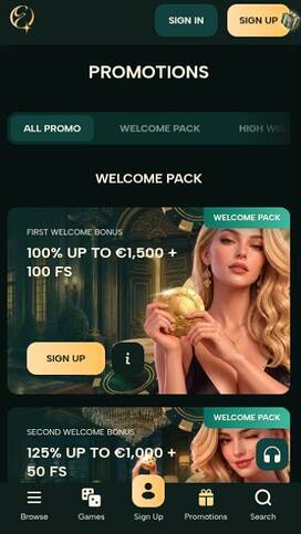 Promotions mobile page screenshot of Elarabet Casino