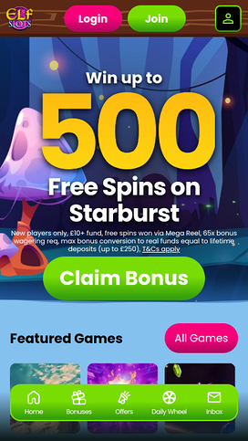 Elf Slots Casino Homepage Mobile