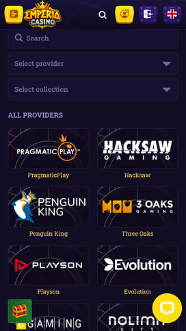 Desarrolladores de juegos móviles de Emperia Casino