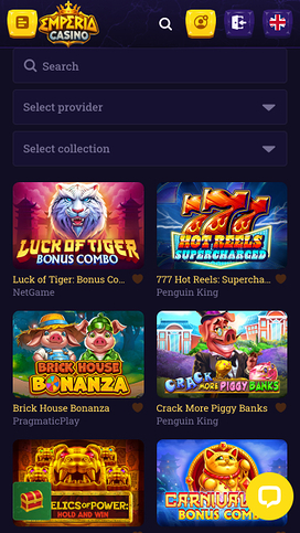 Jackpot móvil del casino Emperia