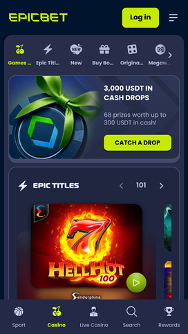 EpicBet Casino Homepage Mobile