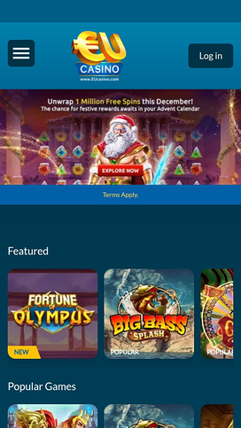 EUcasino Mobile Homepage