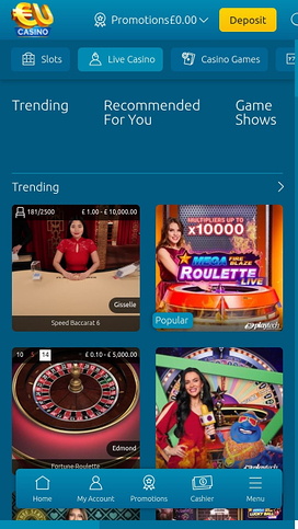EUcasino Mobile Live Dealer