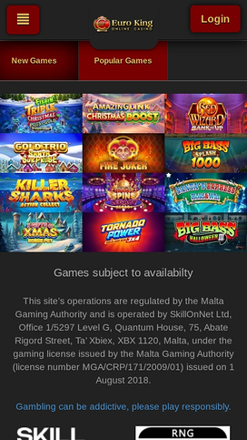 Euro King Casino Homepage Mobile