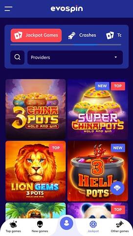 EvoSpin Casino Jackpot Mobile