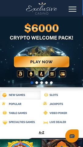Exclusive Casino Mobile Homepage