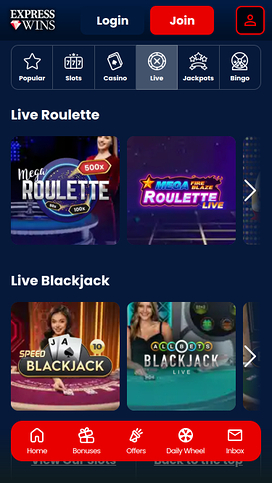 Express Wins Mobile Live Dealer