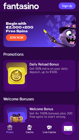 Promociones móviles del casino Fantasino