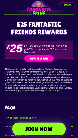 Fantastic Spins Casino Mobile Promotions