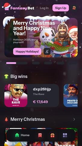 FantasyBet Casino Homepage Mobile