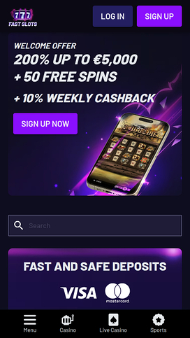 Fast Slots Casino Mobile Homepage