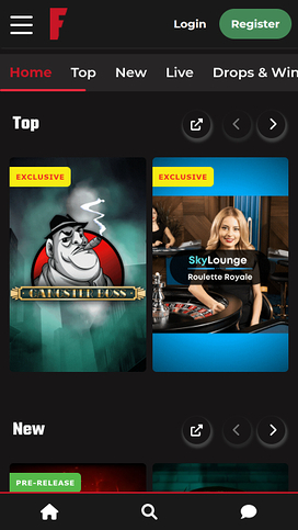 FatBoss Casino Mobile Homepage