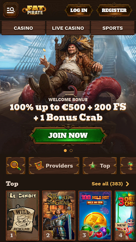 FatPirate Casino Mobile Homepage