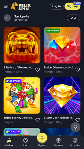 Felixspin Casino Mobile Jackpot