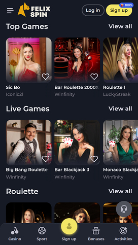 Felixspin Casino Mobile Live Dealer