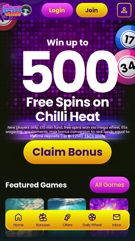 Fever Bingo Casino Mobile Homepage
