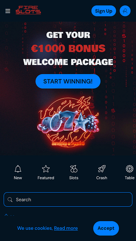 FireSlots Casino Mobile Homepage