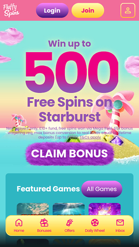 Fluffy Spins Casino Mobile Homepage