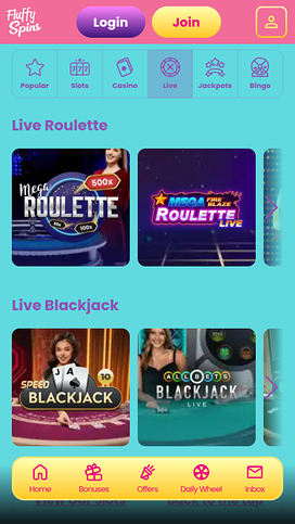 Fluffy Spins Casino Mobile Live Dealer