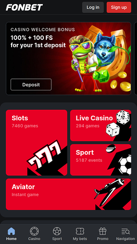 Fonbet Casino Mobile Homepage