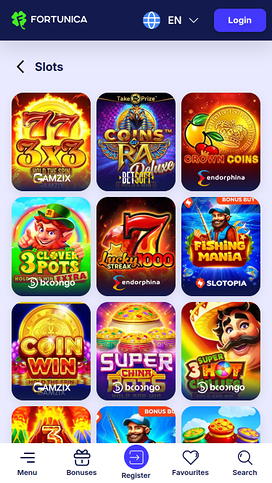 Fortunica Casino Mobile Games