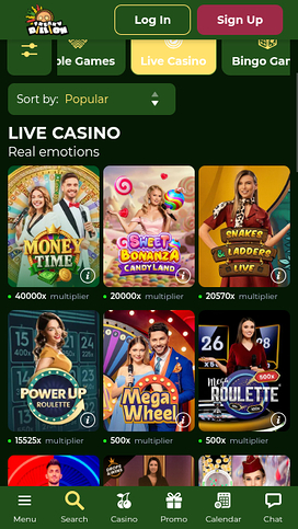 Live Dealers screenshot of FreakyBillion Casino for Mobile