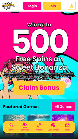 Free Spins Bingo Mobile Homepage