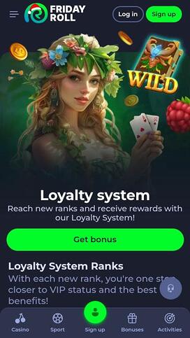 FridayRoll Casino VIP mobile page