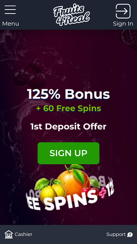 Fruits 4 Real Casino Mobile Homepage
