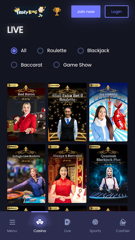 Fruity King Casino Mobile Live Dealer