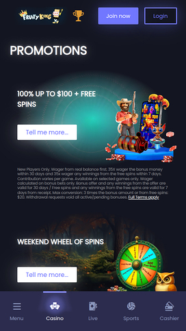 Fruity King Casino Mobile Promotions