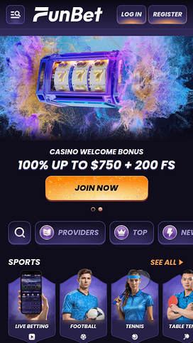 Funbet Casino Mobile Homepage