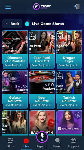 FunzyBets Casino Mobile Live Dealer