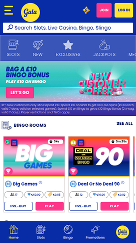 Gala Bingo Mobile Homepage