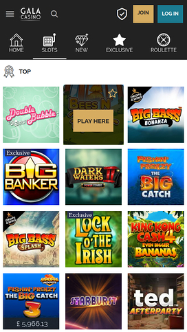 Gala Casino Mobile Games