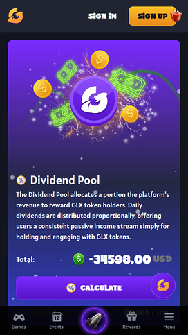 Galactix Casino Mobile Dividend Pool