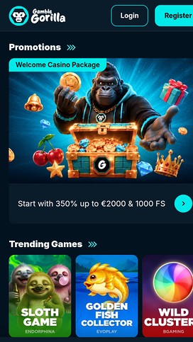Gamble Gorilla Casino Mobile Homepage