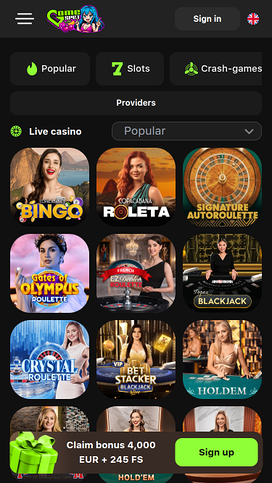 Casino móvil con crupier en vivo Game Spot