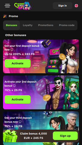 Promociones móviles de Game Spot Casino