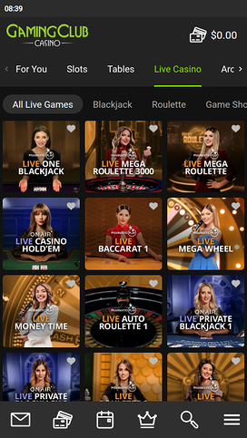 Gaming Club Casino Mobile Live Dealer