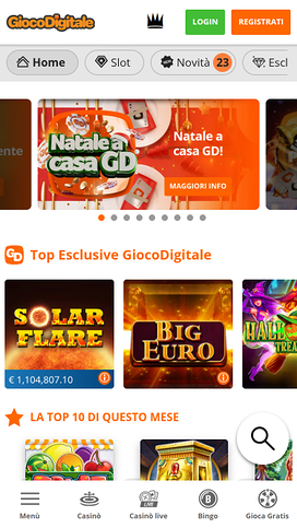 Gioco Digitale Casino Mobile Homepage