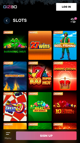 Jackpot móvil del casino Gizbo