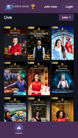Glimmer Casino Mobile Live Dealer