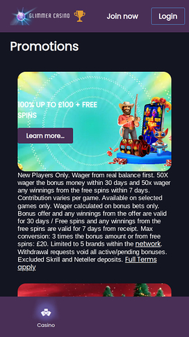 Glimmer Casino Mobile Promotions