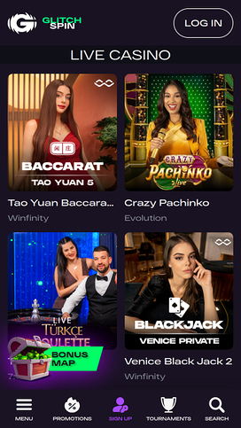 Glitchspin Casino Mobile Live Dealer