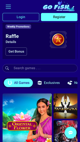 Go Fish Casino Mobile Homepage