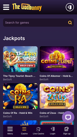 GodBunny Casino Mobile Jackpot
